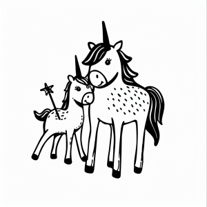 Unicorn and magic potion - Magical unicorn with potion coloring page