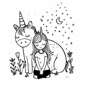 Unicorn and princess - Unicorn and princess coloring page