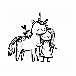 Unicorn and princess - Enchanting unicorn and princess coloring page