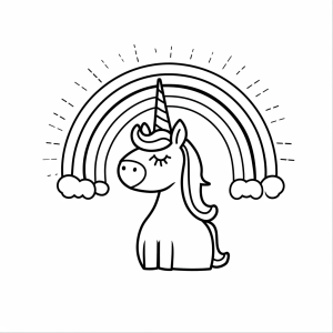 Unicorn and rainbow tail - Magical unicorn coloring picture