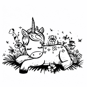 Unicorn and secret source - Enchanting unicorn coloring picture