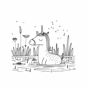 Unicorn and shimmering lagoon - Unicorn in the shimmering lagoon