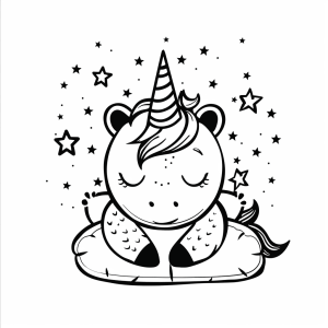 Unicorn and shooting stars - Unicorn coloring picture with shooting stars