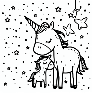 Unicorn and shooting stars - Unicorn magic under shooting stars