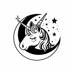 Unicorn and silver moon - Magical unicorn in the silver moon