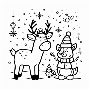 Unicorn and snowflake magic - Magical unicorn and snowflake magic to color in