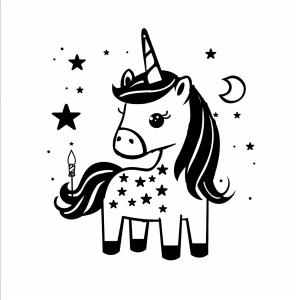 Unicorn and sparkling galaxy - Coloring page Unicorn with star shine