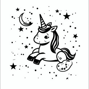 Unicorn and sparkling galaxy - Unicorn in galactic splendor to color in