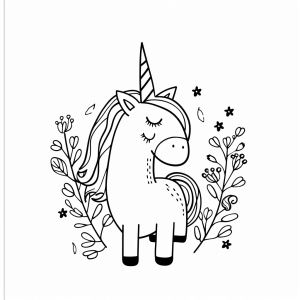 Unicorn and storybook - Unicorn fairy tale coloring adventure