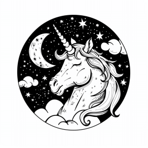 Unicorn and the magic mirror - Unicorn and magic mirror coloring page