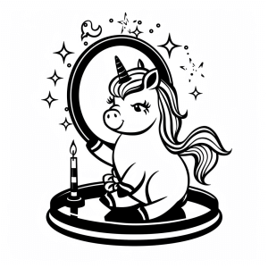 Unicorn and the magic mirror - Unicorn magic and starry brilliance