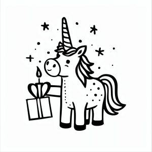 Unicorn and treasure chest - Unicorn gift and stars coloring adventure