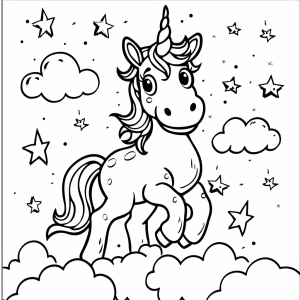 Unicorn and twinkling stars in the sky - Smiling unicorn under twinkling stars