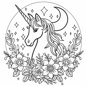 Unicorn at dusk - Unicorn at dusk coloring page