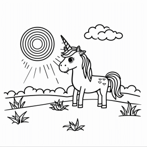 Unicorn at dusk - Unicorn at dusk coloring page