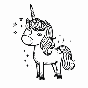 Unicorn at dusk - Unicorn in the moonlight coloring page