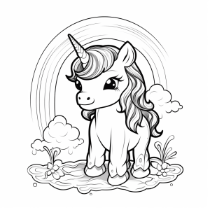 Unicorn at the waterfall - Unicorn at the waterfall coloring page