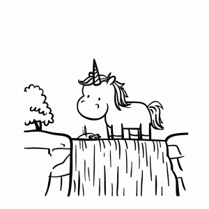 Unicorn at the waterfall - Unicorn at the waterfall coloring page