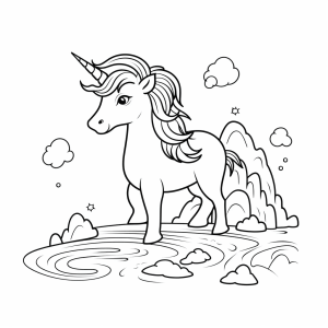 Unicorn at the waterfall - Unicorn at the waterfall coloring adventure