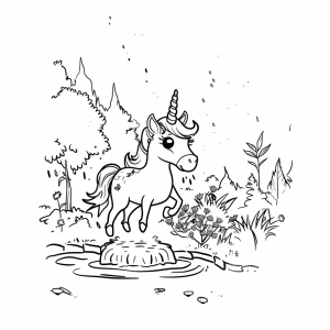 Unicorn at the waterfall - Magical unicorn at the waterfall - creativity and fun