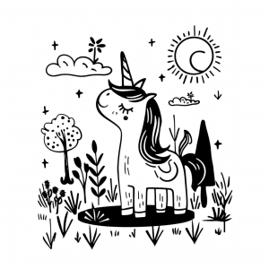 Unicorn in a magical garden - Unicorn in the Enchanted Garden