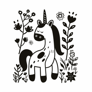 Unicorn in a sea of flowers - Unicorn in a sea of flowers coloring fun