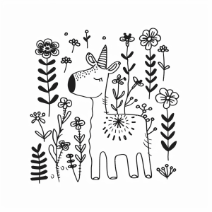 Unicorn in a sea of flowers - Unicorn in a sea of flowers coloring page