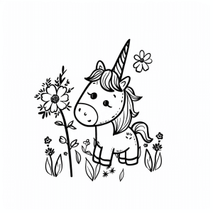 Unicorn in Spring Valley - Unicorn in the spring valley coloring page