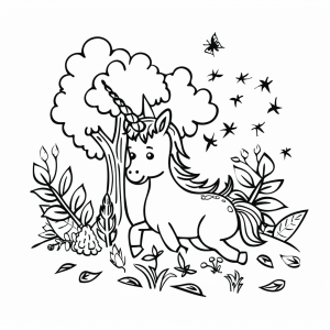 Unicorn in the autumn forest - Unicorn in the autumn forest coloring page