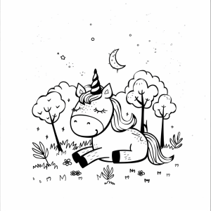 Unicorn in the enchanted forest - Unicorn in the enchanted forest coloring page