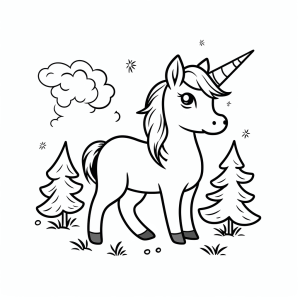 Unicorn in the enchanted forest - Unicorn in the enchanted forest coloring page