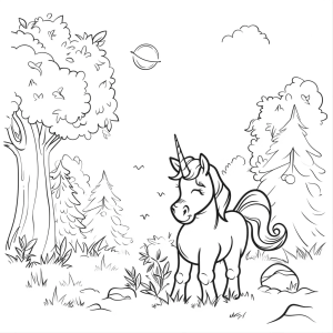 Unicorn in the enchanted forest - Unicorn in the enchanted forest - Creative coloring adventure