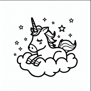 Unicorn in the kingdom of clouds - Magical unicorn in the cloud kingdom - coloring adventure