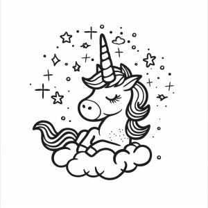 Unicorn in the kingdom of clouds - Magical unicorn in the kingdom of clouds