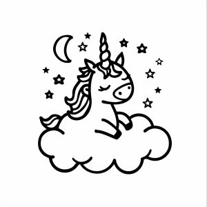 Unicorn in the kingdom of clouds - Unicorn in the cloud kingdom coloring page