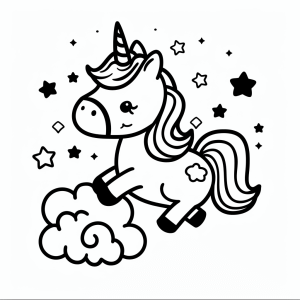 Unicorn in the kingdom of clouds - Unicorn in the Cloud Kingdom coloring page