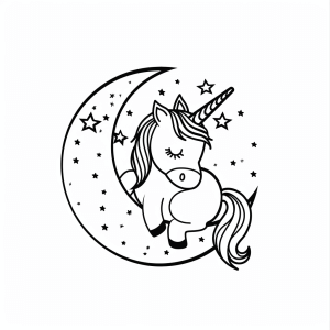 Unicorn in the moonlight - Unicorn in the moonlight coloring page