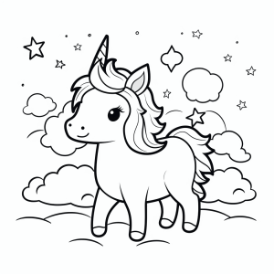 Unicorn in the snow - Unicorn in winter wonderland coloring page