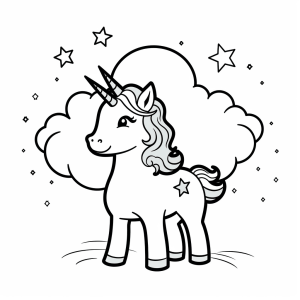 Unicorn in the snow - Unicorn in the snow - coloring page for kids