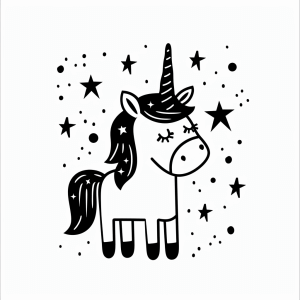 Unicorn in the starlight - Unicorn in the magic of stars - creative coloring fun