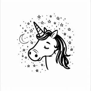 Unicorn in the starlight - Unicorn in the starlight - Magical coloring page