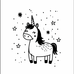 Unicorn in the starlight - Unicorn in starlight coloring page