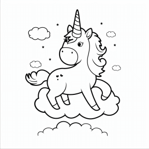 Unicorn on a cloud - Magical unicorn on a cloud coloring page