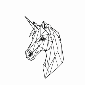 Unicorn with crystal horn - Geometric unicorn coloring picture