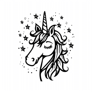 Unicorn with crystal horn - Unicorn with crystal horn coloring motif