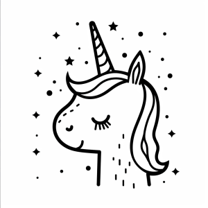 Unicorn with crystal horn - Enchanting unicorn coloring picture