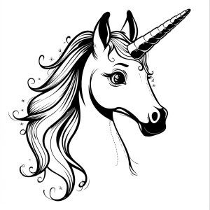 Unicorn with glowing eyes - Glowing unicorn coloring page