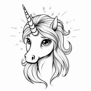 Unicorn with glowing eyes - Magical unicorn coloring page