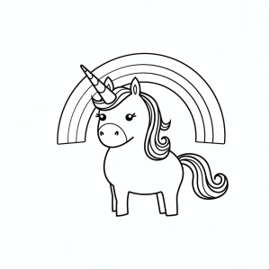 Unicorn with rainbow - Magical unicorn rainbow coloring picture