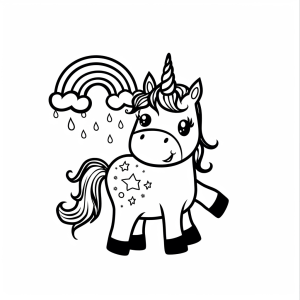 Unicorn with rainbow - Magic unicorn rainbow coloring page